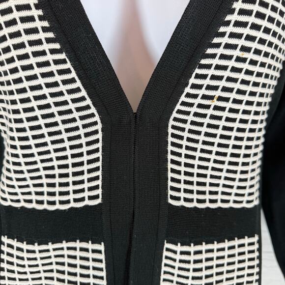 Ming Wang Large women black white check cardigan old money quiet luxury fall - Picture 5 of 8